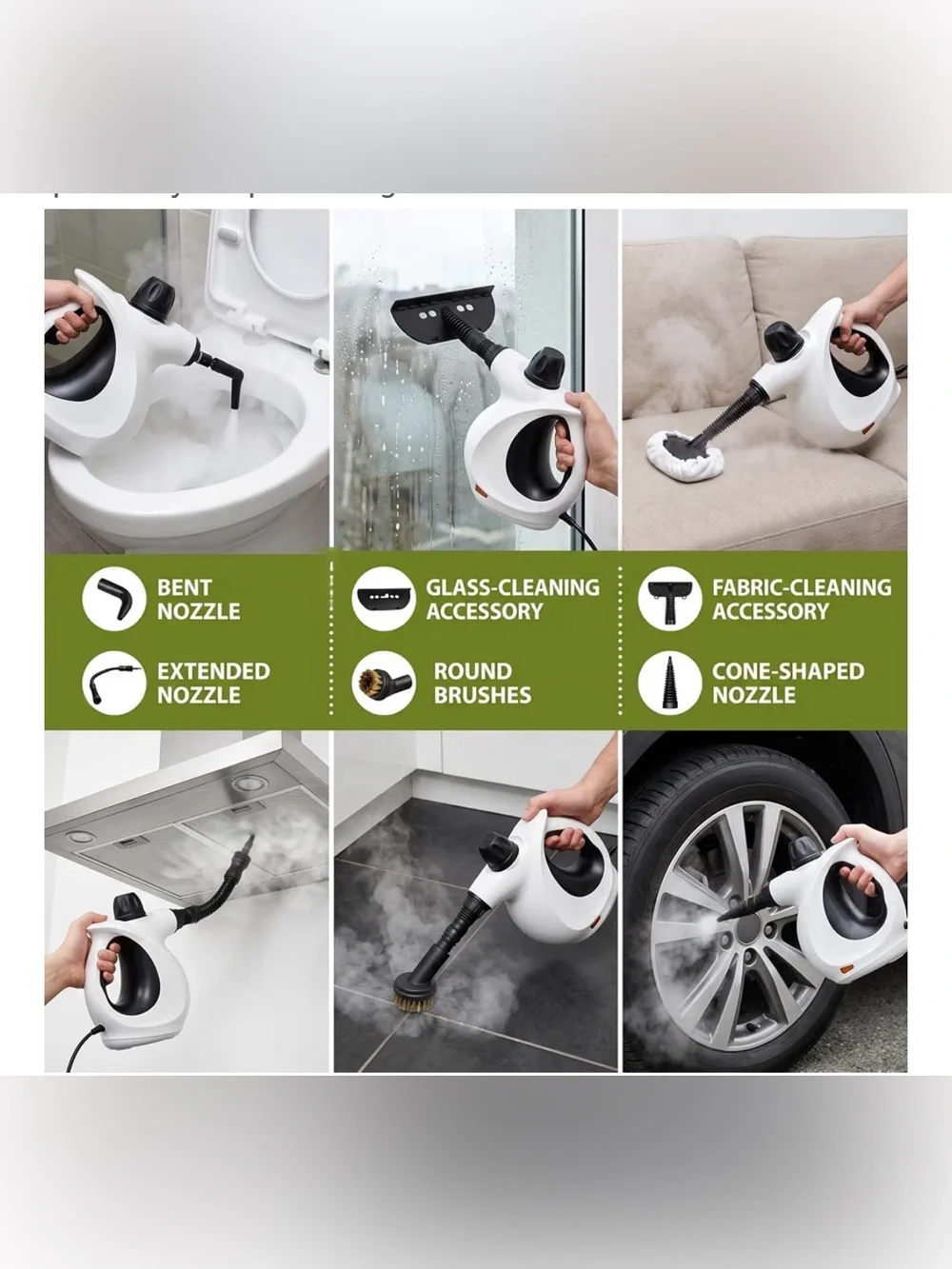 White Handheld Steam Cleaner with Accessories